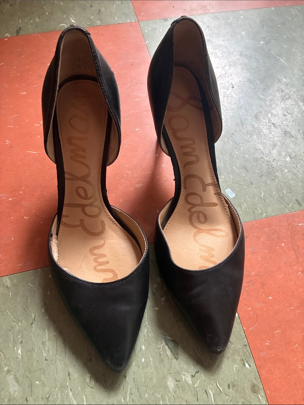 Sam Edelman Black Pointed D'Orsay Pumps with Open Sides